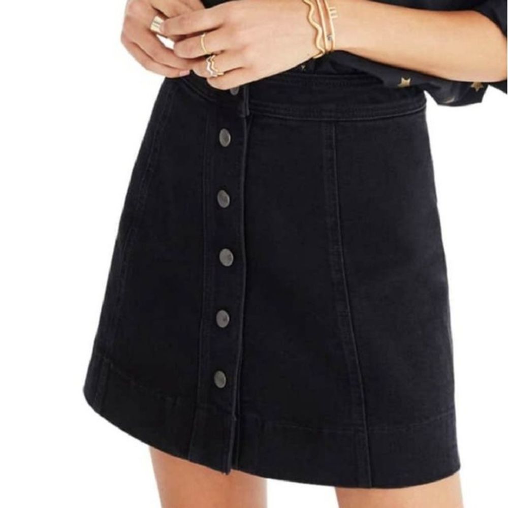 Madewell Black Button Down Denim Mini Skirt